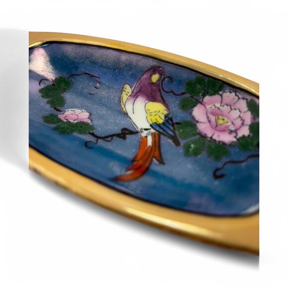 Vintage Hand-Painted Japanese Porcelain Trinket Dish – Gilded Edge & Bird Motif - Picture 3 of 9